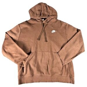 Nike Hoodie Mens Large Brown Pullover Sweatshirt Swoosh Logo Casual